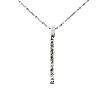 9ct White Gold Diamond Pendant with Chain